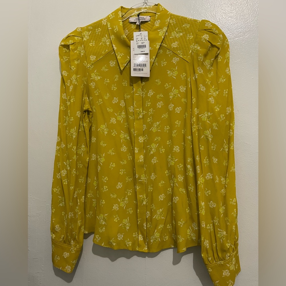 Dorothee Schumacher NWT Eccentric Floral Blouse Size 2 USA (4) Small in Yellow